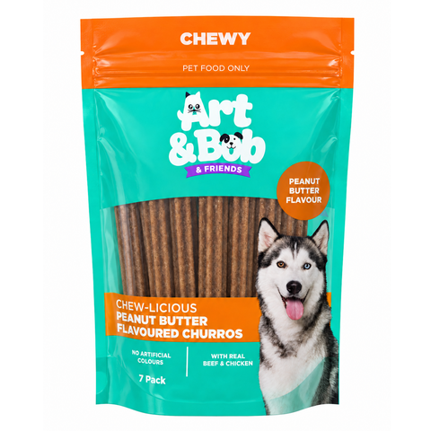 Art & Bob Peanut Butter Flavoured Churros Dog Treats - 7 Pack