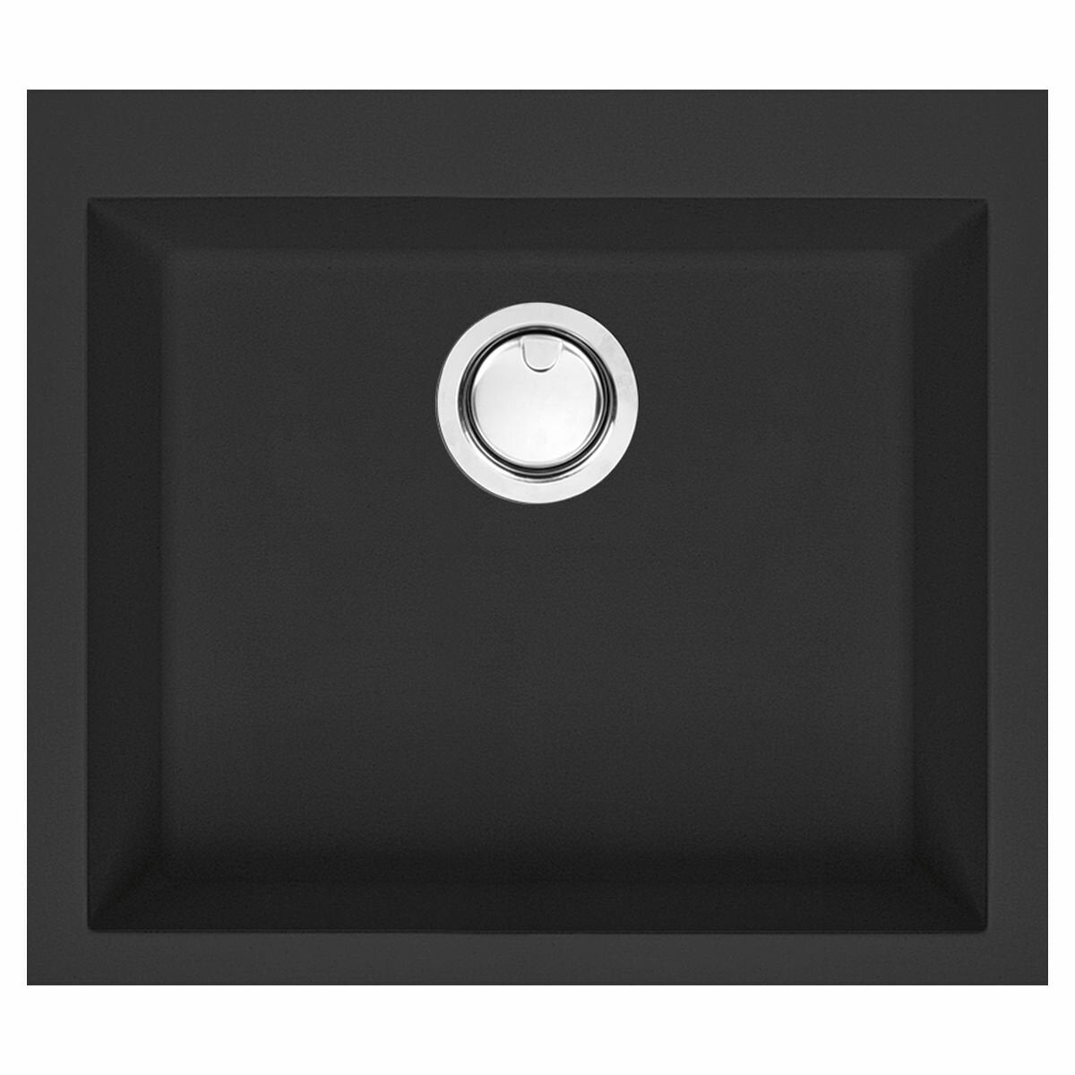 Artusi Granitek single bowl sink - Black granite and acrylic resin, no drainer - AGS571B