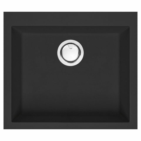 Artusi Granitek single bowl sink - Black granite and acrylic resin, no drainer - AGS571B