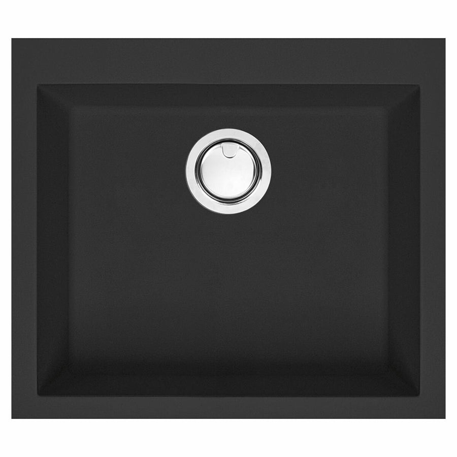 Artusi Granitek single bowl sink - Black granite and acrylic resin, no drainer - AGS571B