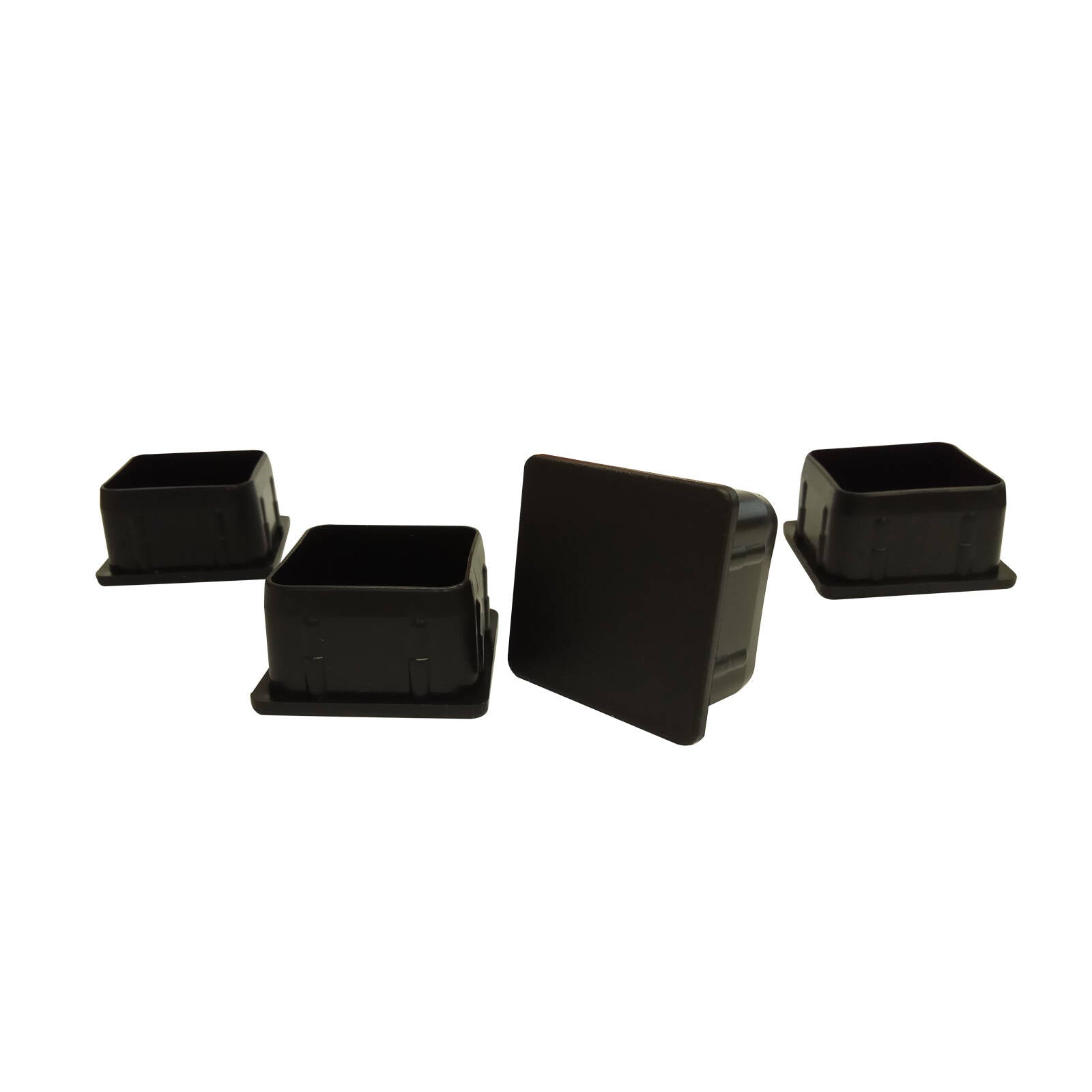 Surface Gard Black Square Plastic Chair Leg Tips - 4 Pack Floor Protectors