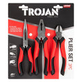 Trojan 3 Piece Plier Set - Chrome Vanadium Steel - 280mm x 40mm x 240mm - SuperSaverAU - view 1