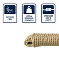 Grunt 10mm x 10m Sisal Twisted Rope, Natural Fibre, 400kg Break Strength, Weather Resistant