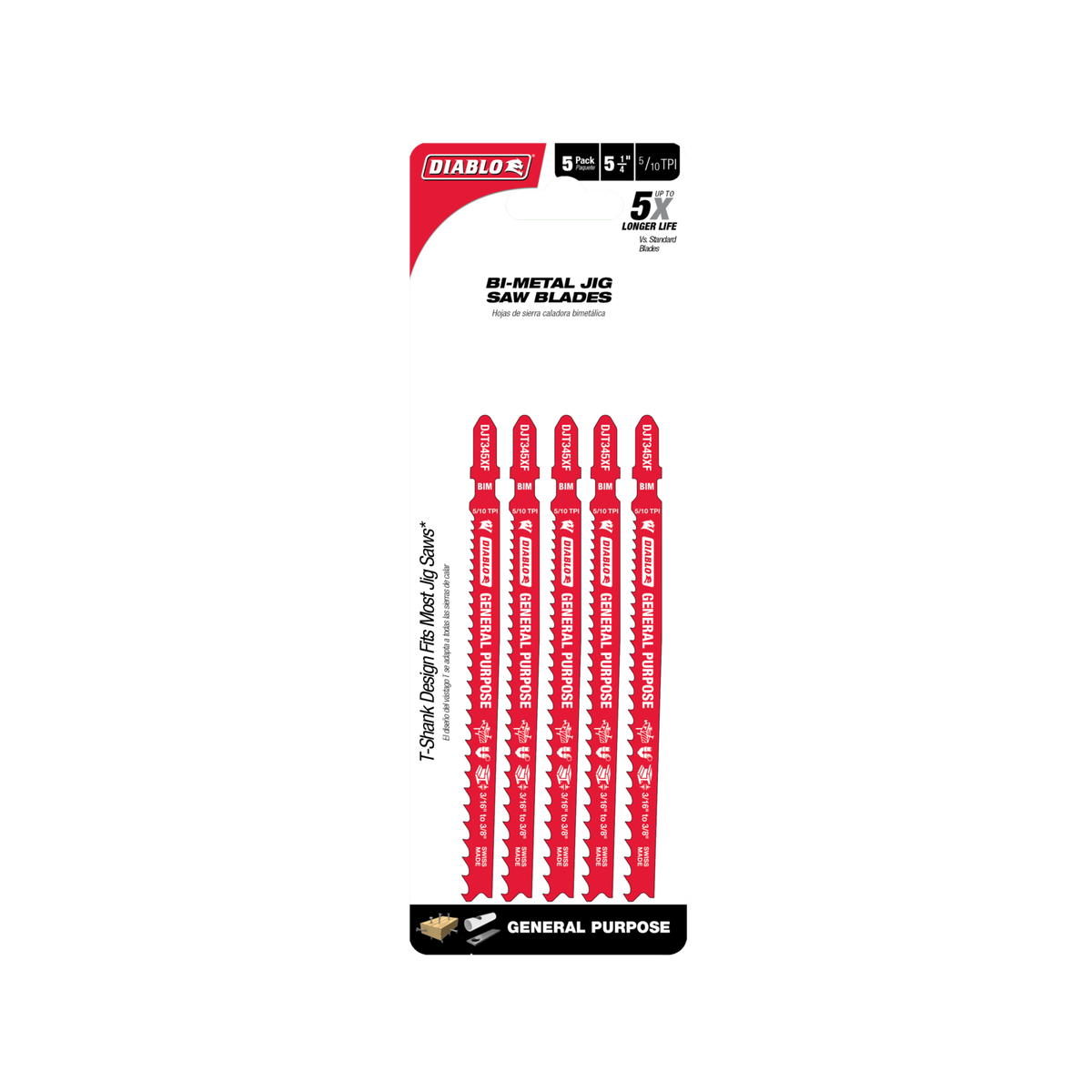 Diablo Bi Metal Jig Saw Blade - 132mm - 5 Pack - Durable Cutting Edge - SuperSaverAU - view 1