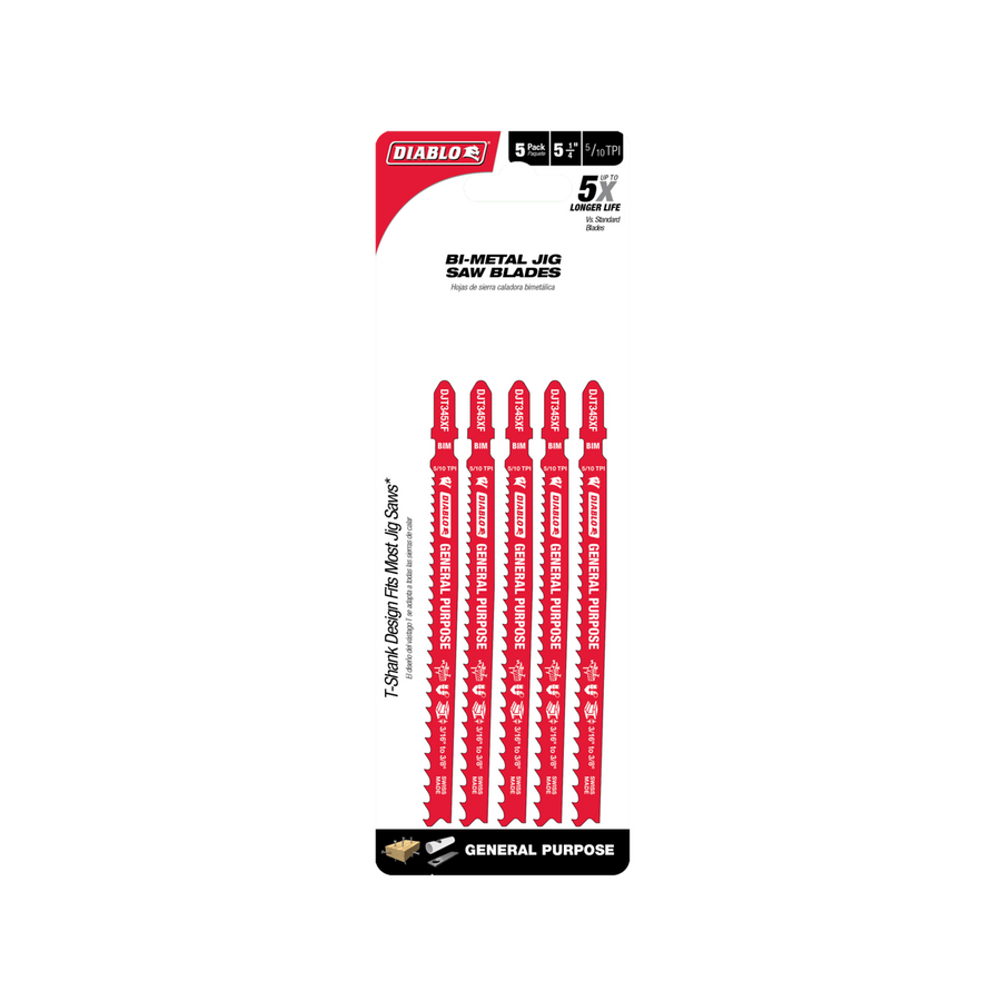 Diablo Bi Metal Jig Saw Blade - 132mm - 5 Pack - Durable Cutting Edge - SuperSaverAU - view 1