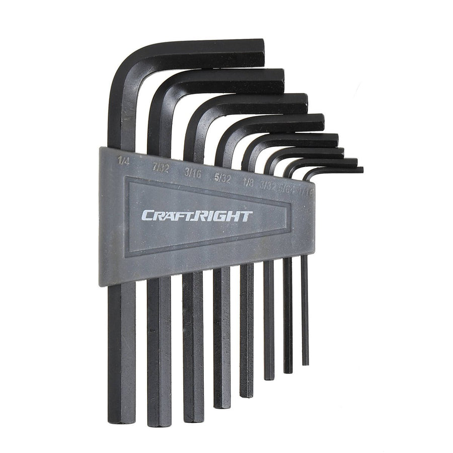 Craftright 8 Piece Imperial Hex Key Set - Chrome Vanadium Steel - 1/16" to 1/4" - Durable Storage Rack - SuperSaverAU - view 1