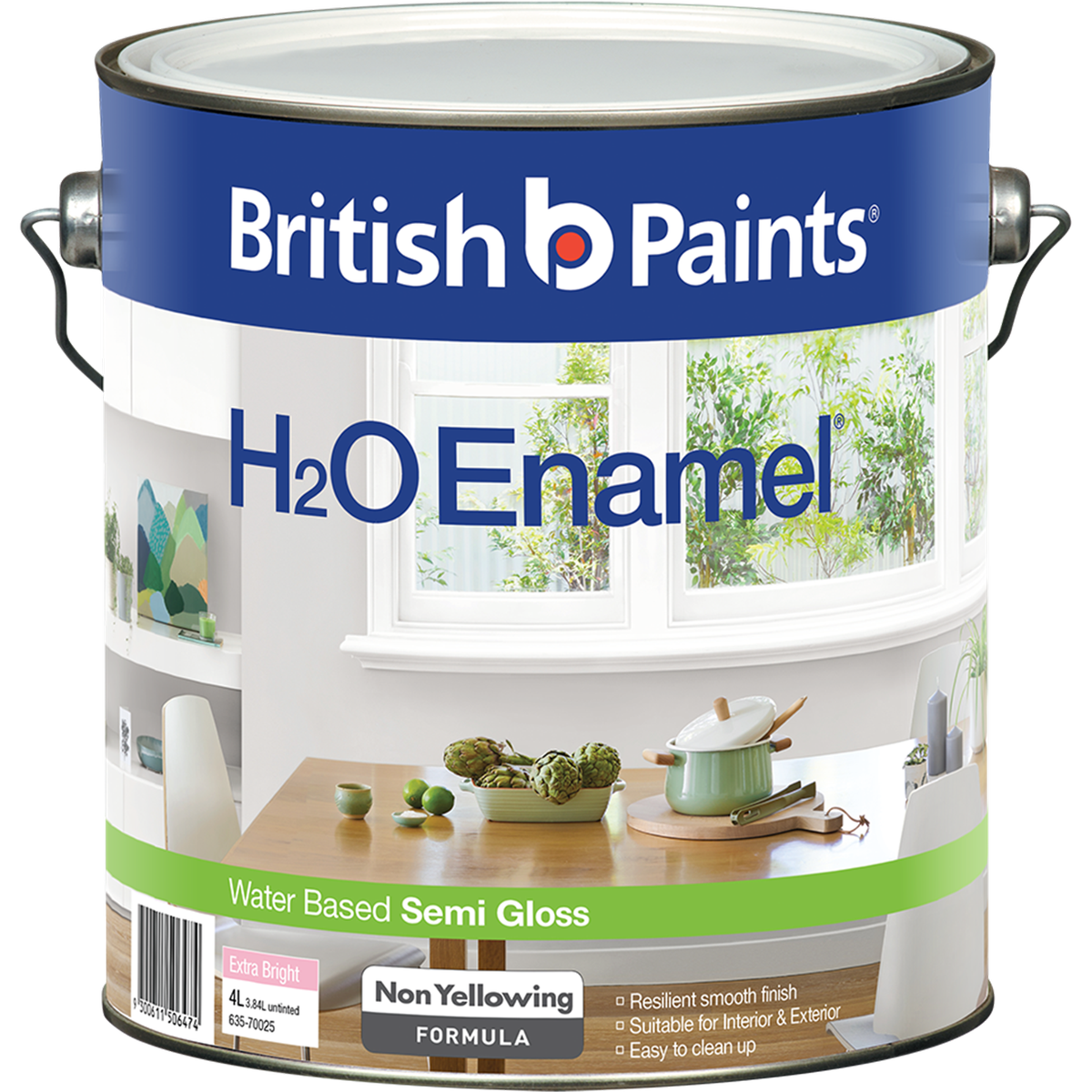 British Paints Extra Bright H2O Enamel Paint 4L Semi Gloss Durable Finish - SuperSaverAU - view 1