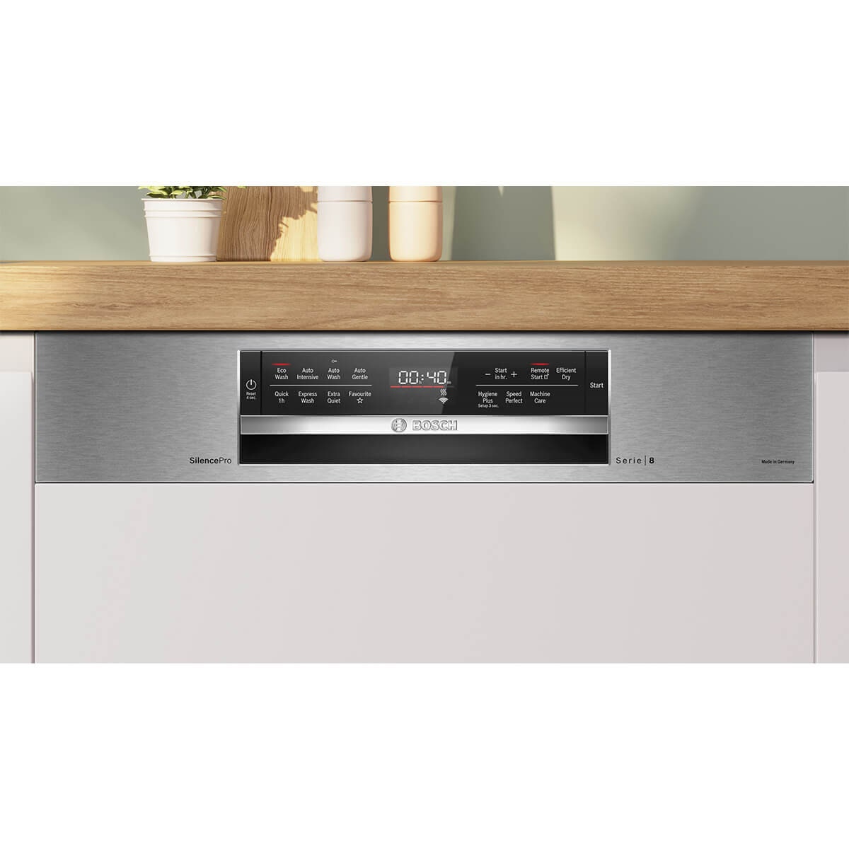Bosch 60cm Series 8 Semi Integrated Dishwasher - 15 Place Settings - Brushed Steel - SBI8ECS01A