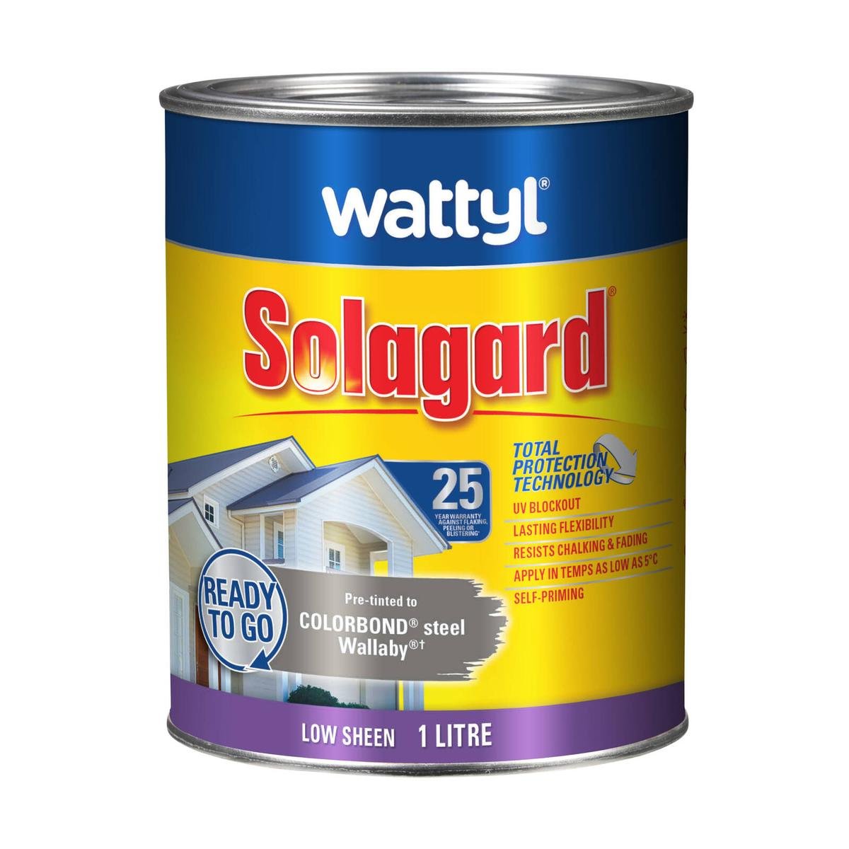 Wattyl 1L Pre Tinted Low Sheen Solagard Exterior Paint - Wallaby - Durable Protection - SuperSaverAU - view 1