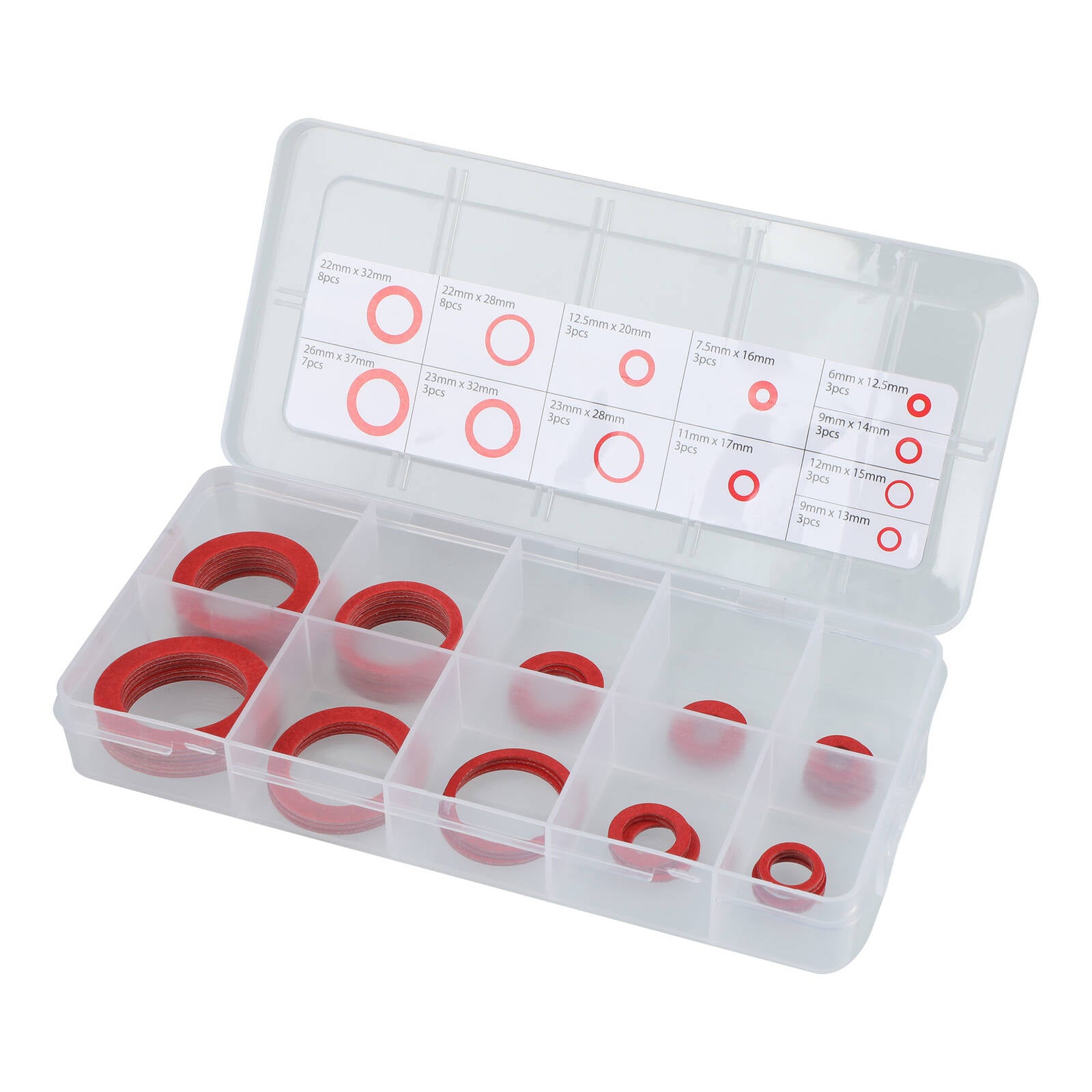 Syneco Assorted Fibre Body Washers 50 Pack Red Hot and Cold Water Tap Spindle Washers