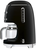 Smeg 50s Retro Style Drip Filter Coffee Machine - Black, 10 Cup, LED Display, Timer - DCF02BLAU