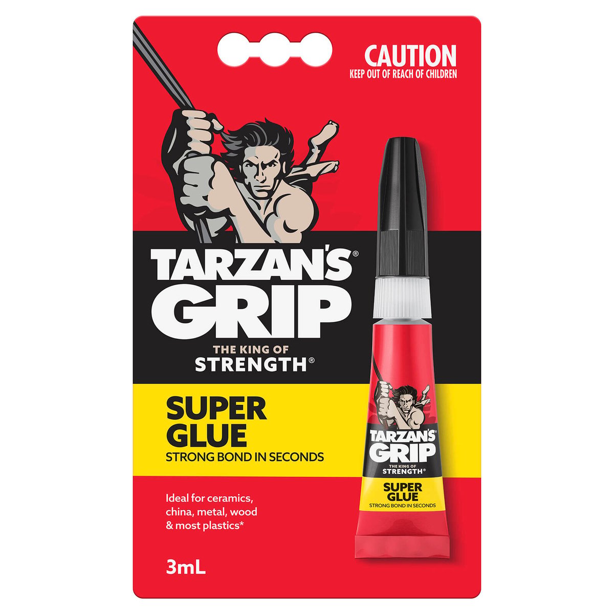 Tarzan S Grip Super Glue 3ml - Fast-Setting Multi-Purpose Adhesive - SuperSaverAU - view 1