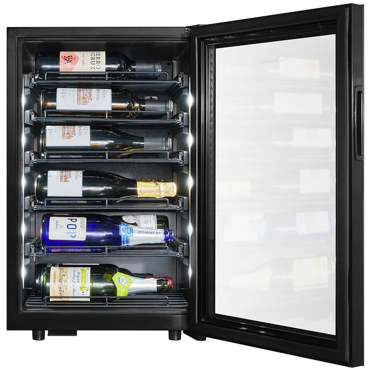 Little Cave 22 Bottle Label View Single Zone Compressor Wine Fridge - Black, UV-Resistant Door - LCLV22SB