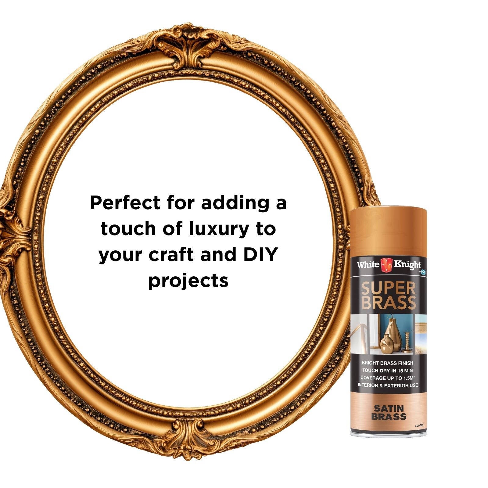 White Knight Super Brass 300g Satin Spray Paint Metallic Finish for Metal