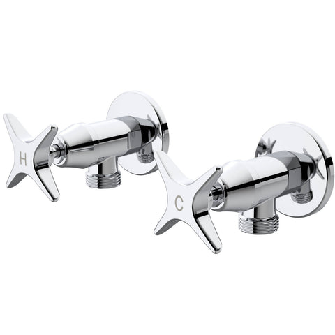 Caroma Elegance II Washing Machine Set, Polished Chrome, Lead-Free Brass, Cross Handles