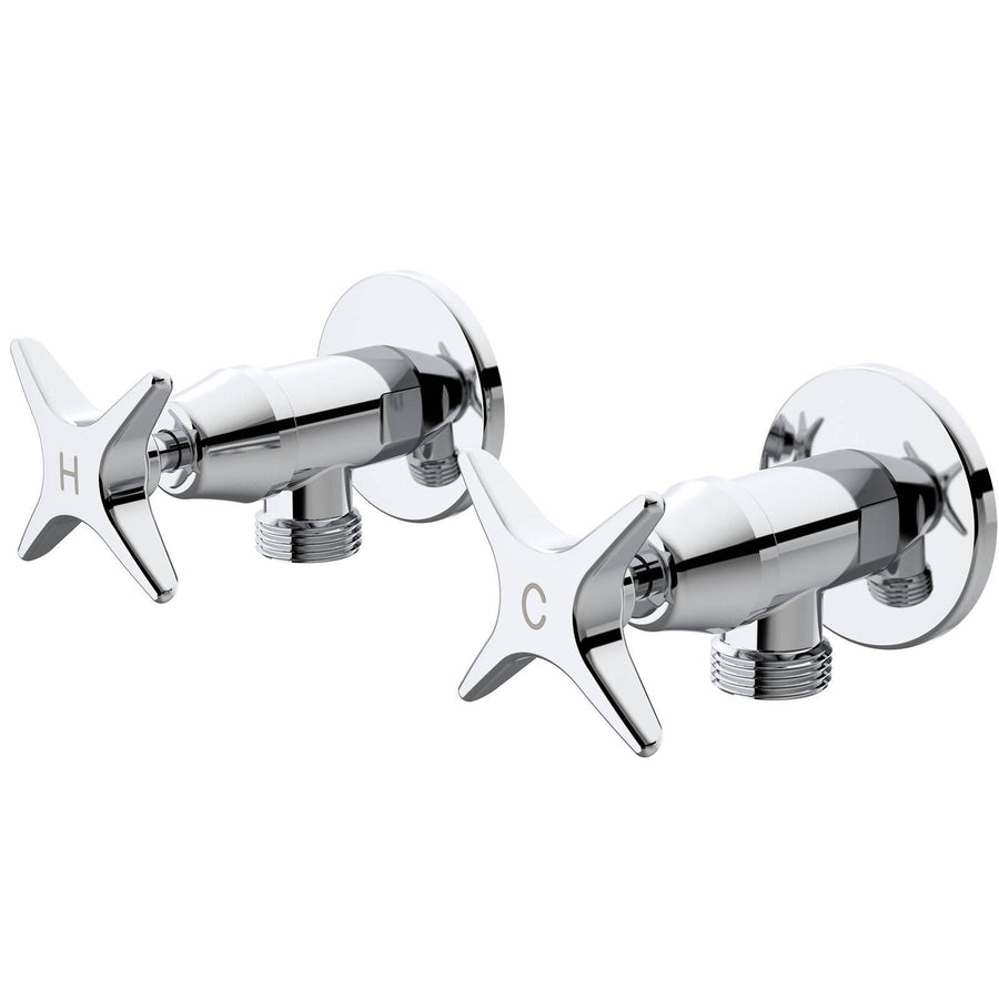 Caroma Elegance II Washing Machine Set, Polished Chrome, Lead-Free Brass, Cross Handles