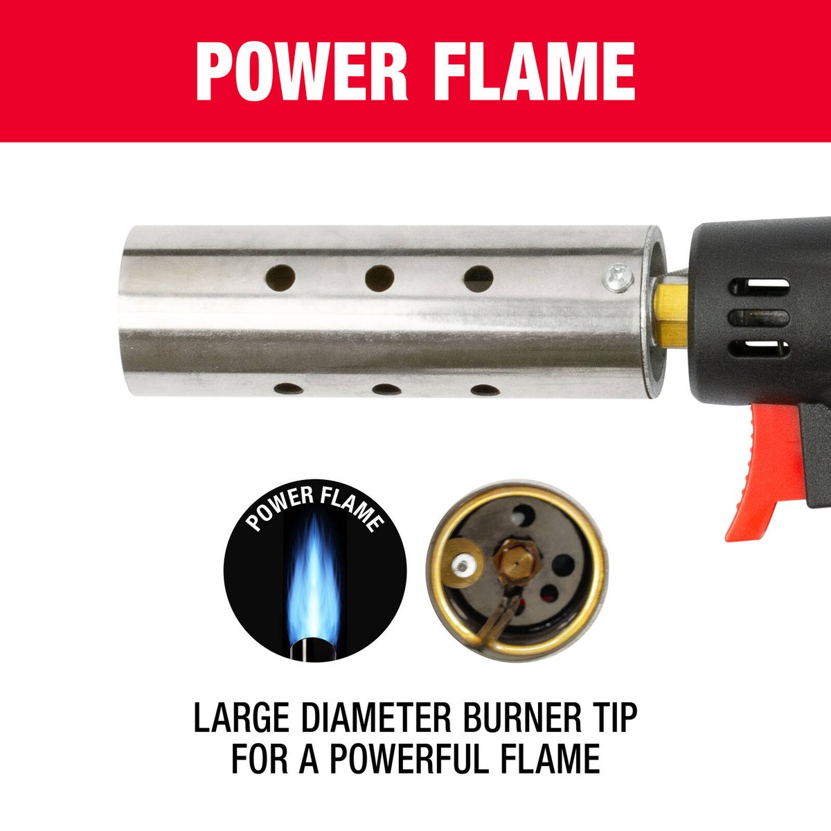 Tradeflame Utility Torch - Stainless Steel & Brass - Variable Flame Control - 14.5mm x 27.4mm x 6.3mm - SuperSaverAU - view 3