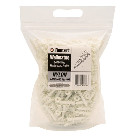 Ramset Wallmate Nylon Anchor 400 Pack - Self-Drilling - Easy Install - SuperSaverAU - view 1