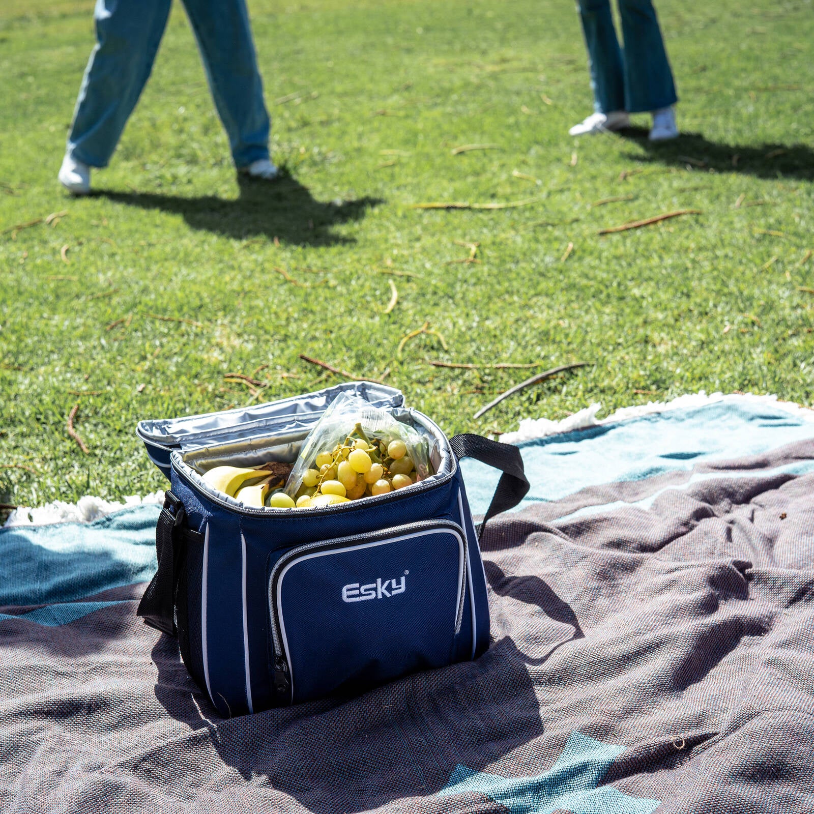 Esky 30 Can Soft Cooler Bag - Blue 16L, Zip-Top with Front & Side Pockets
