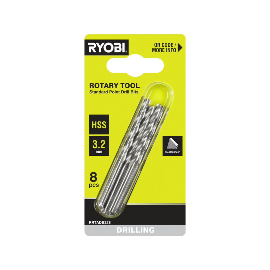 Ryobi 3.2mm Rotary Tool Drill Bit Set - 8 Pack