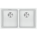 Franke Maris 350mm double bowl undermount sink - Polar White Fragranite - extension drainer - MRG120-35PW-FPC