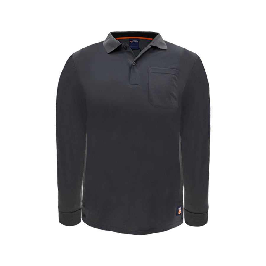 Citeco Grey Dry Fit Long Sleeve Polo Small - Lightweight - Breathable - Comfortable - SuperSaverAU - view 1