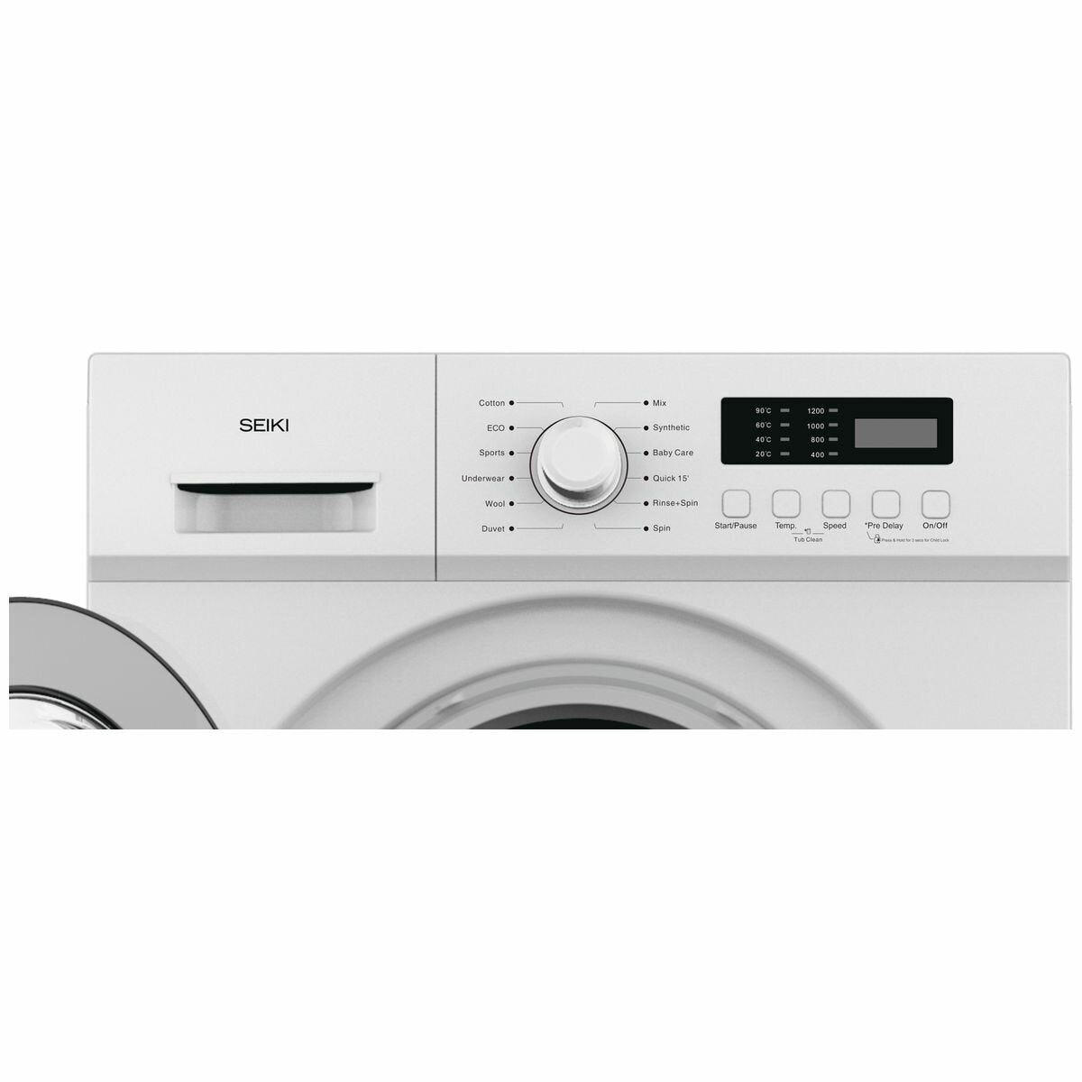 Seiki 6kg Front Load Washing Machine - White, 12 Programs, 1200rpm Spin, 24-Hour Delay - SC-600AU9FL
