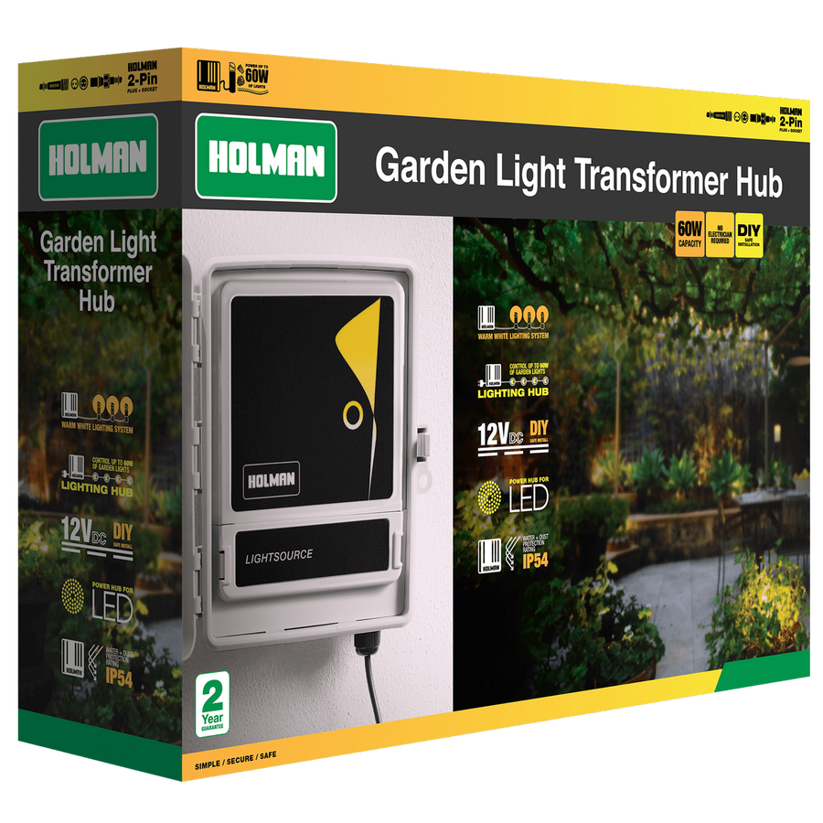Holman Warm White Garden Light Transformer Hub 60W Durable Easy Install - SuperSaverAU - view 1