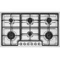 Smeg 90cm 6 Burner Gas Cooktop - Stainless Steel - Two 15MJ Wok Burners - Ultra Low Profile - PGA962