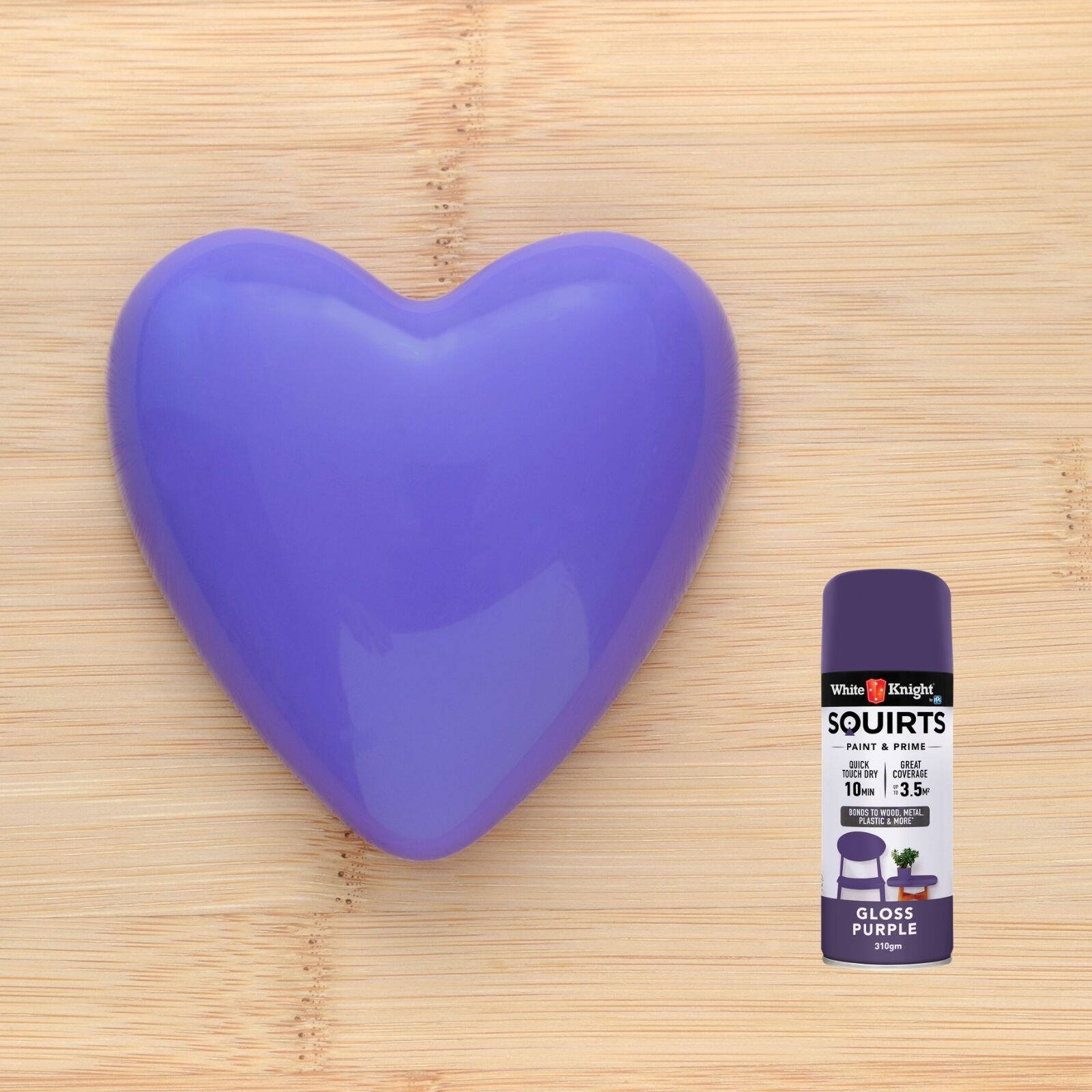 White Knight Squirts Purple Gloss Spray Paint 310g - Solvent-Based Paint & Primer, UV Resistant