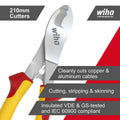 Wiha 1000V Cable Cutter - Insulated VDE - 210mm - Yellow - Durable & Ergonomic - SuperSaverAU - view 2