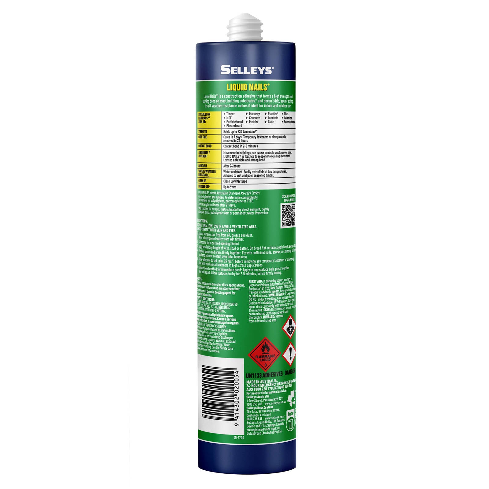 Selleys 320g Liquid Nails Construction Adhesive 3 Pack - Multi-Surface, Less Mess
