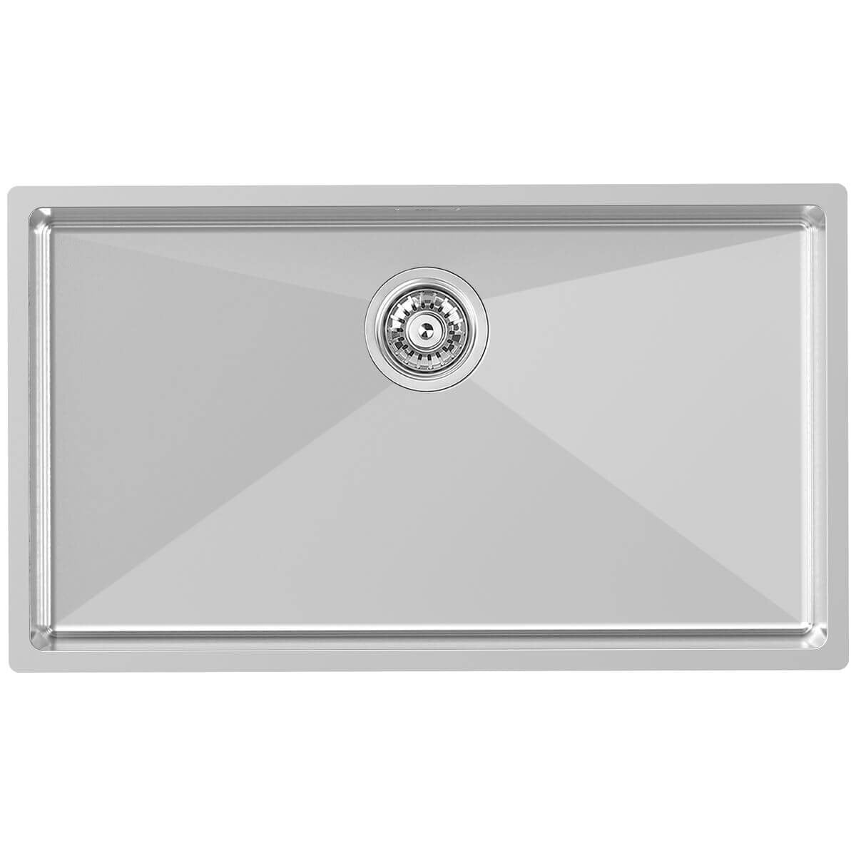 Abey extra large single bowl stainless steel sink with overflow - flush, inset or undermount - W12-720