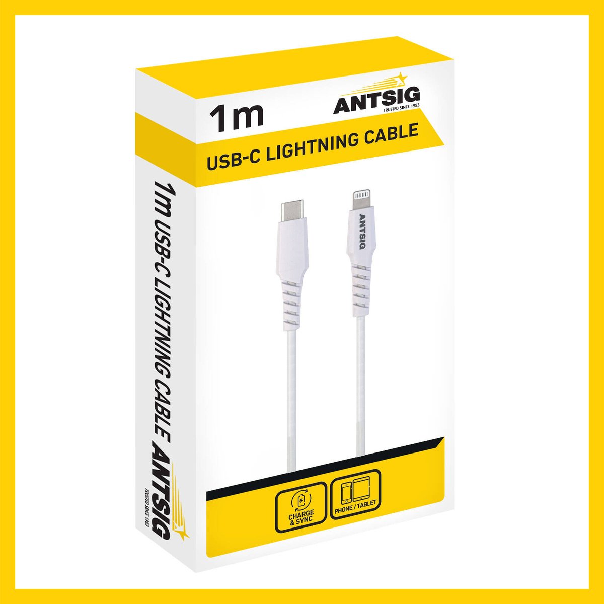 Antsig 1m USB C to Lightning Cable - White - 18W Fast Charging - Durable - SuperSaverAU - view 3