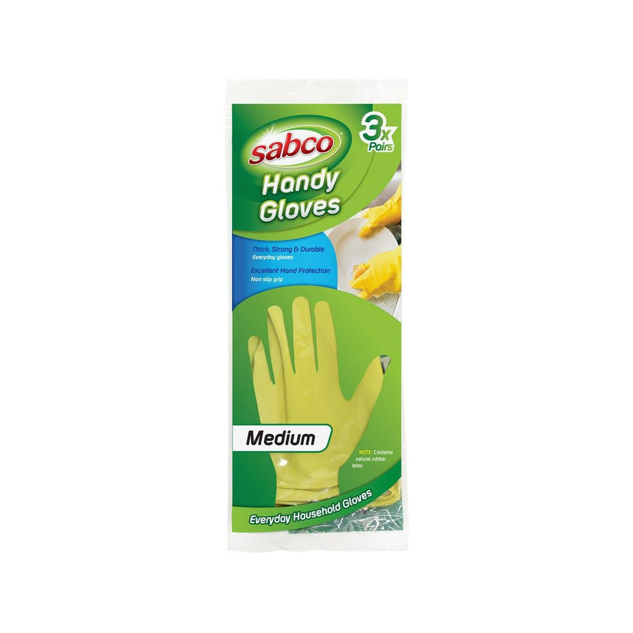 Sabco Handy Gloves - Medium - Latex - Non Slip Grip - 3 Pairs - SuperSaverAU - view 1