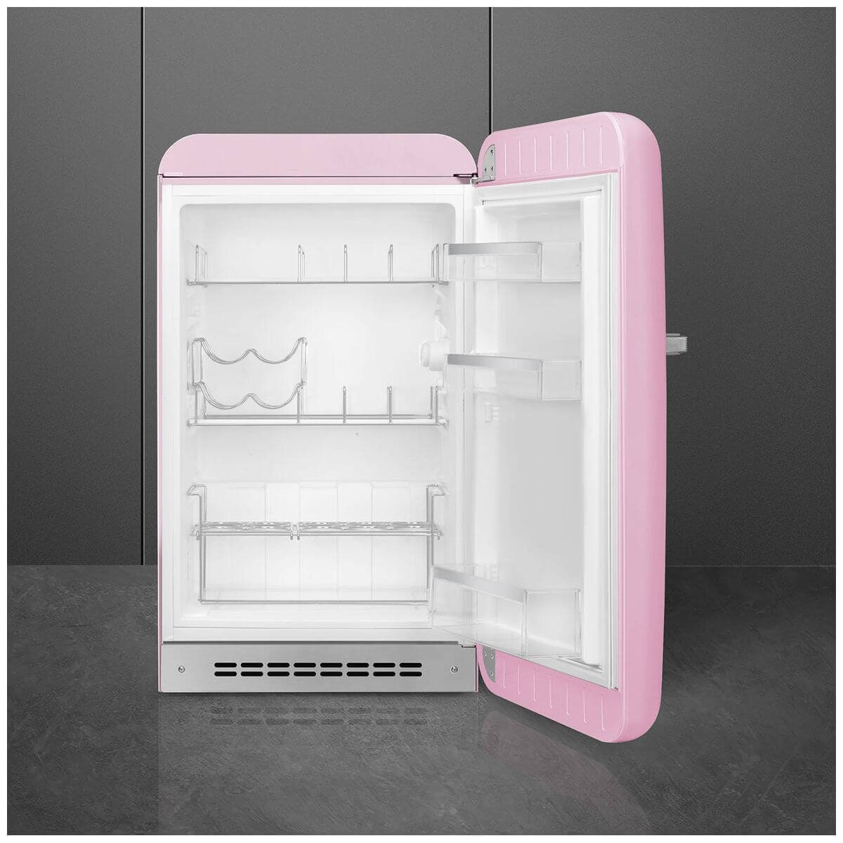 Smeg 50s Retro Style Happy 135L bar fridge - right hinge, pink, 6 star energy rating - FAB10HRPK6
