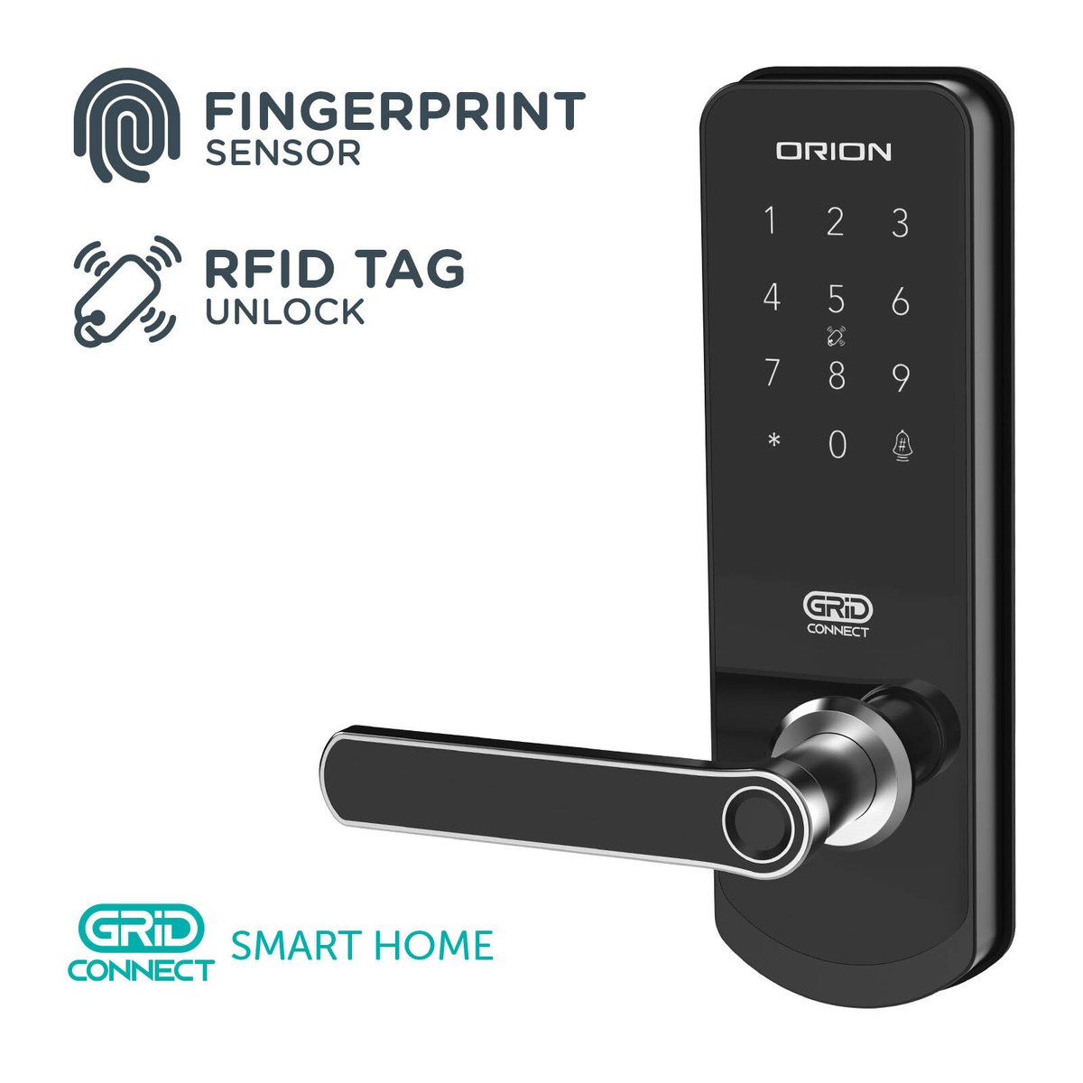 Orion Smart Wi-Fi Entrance Lock - 54mm - Aluminium - Keyless Entry