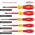 Wiha 5 Piece Insulated VDE Screwdriver Set Slotted and Phillips Red/Yellow
