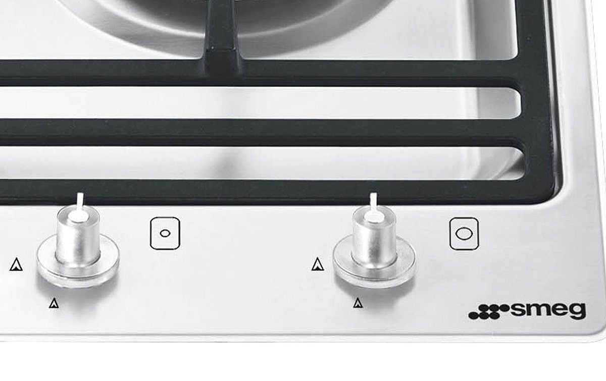 Smeg 30cm Gas Cooktop - Single Dual-Control Wok Burner - Stainless Steel - Low Profile - PGA31G-1