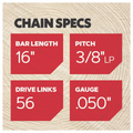 Oregon T56 Pro Series Chainsaw Chain - 16 Inch - 3/8" Low-Profile - Durable - SuperSaverAU - view 2