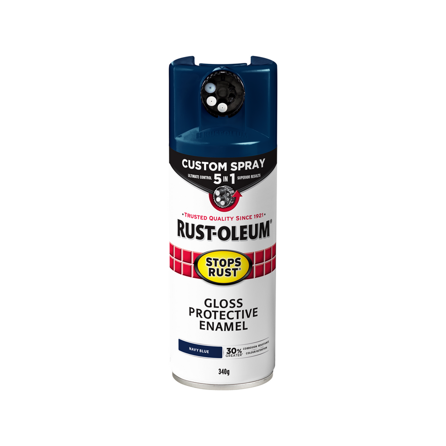 Rust-Oleum Stops Rust Custom 5 In 1 Spray Paint 340g - Navy Blue Gloss Splatter-Resistant
