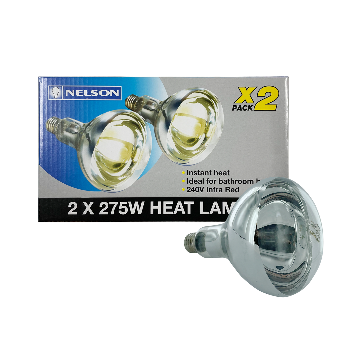 Nelson 275W ES Heat Lamp 2 Pack - Infrared Bathroom Heater - 220mm x 145mm - SuperSaverAU - view 1