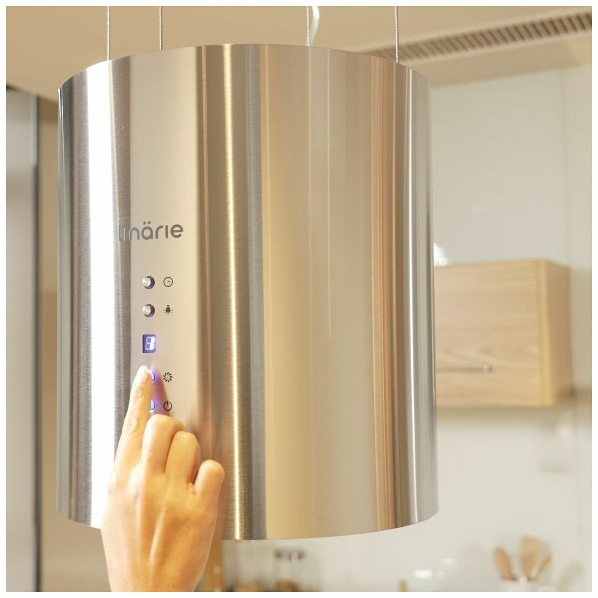 Linarie 35cm Tube Island Rangehood - 700m³/h, 3 Fan Speeds - Stainless Steel, Remote Control - RAHID35X