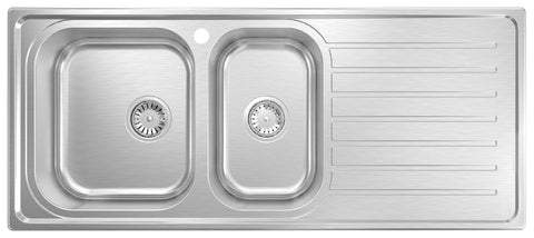 Abey Euronox 1 and 1/2 bowl 304 stainless steel topmount sink with right hand drainer - EUA180L