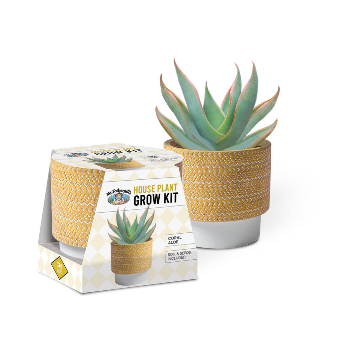 Mr Fothergill's Coral Aloe Grow Kit - Terracotta Pot - 95mm x 100mm - Yellow - SuperSaverAU - view 2