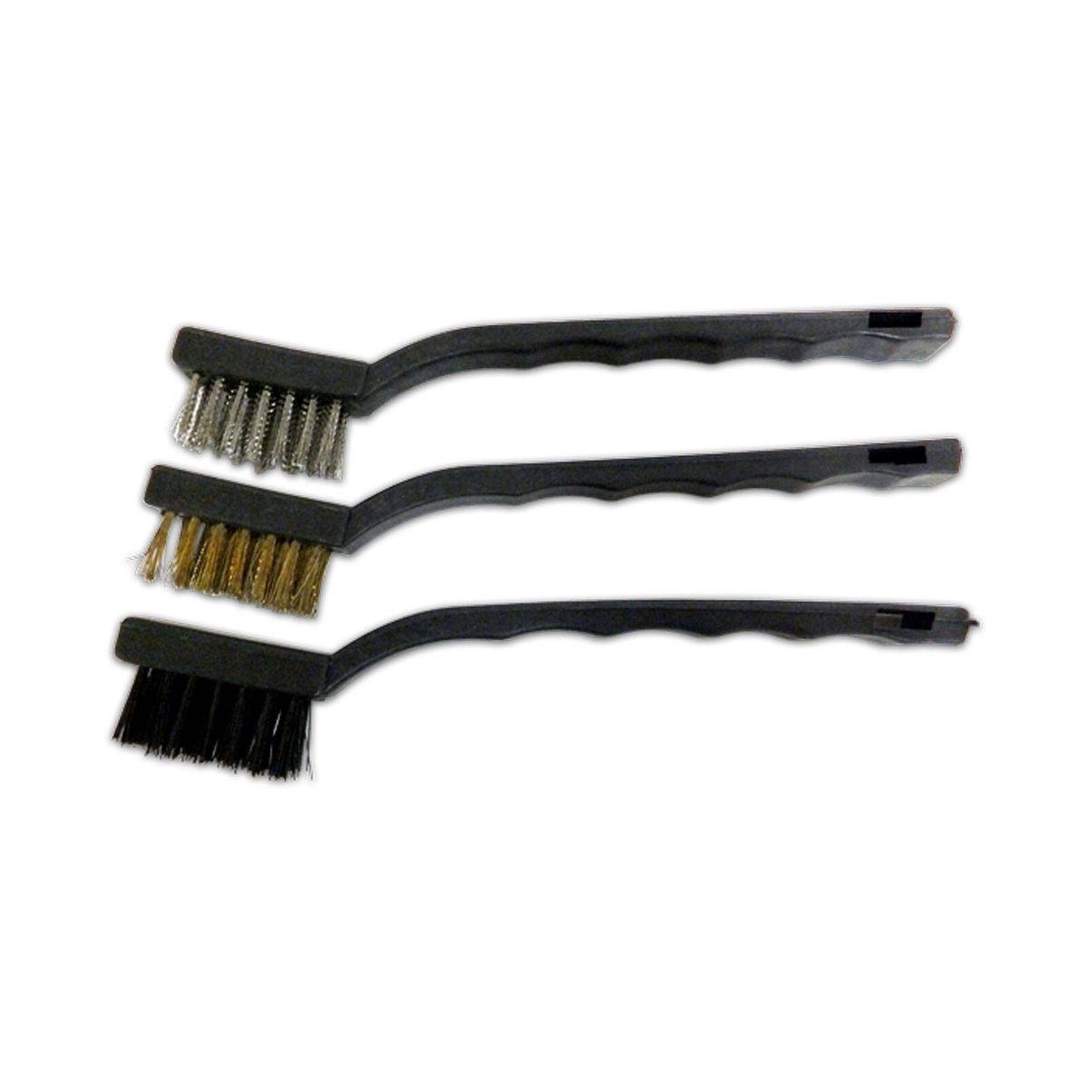 Josco 3 Piece Hand Wire Brush Kit - Steel Brass Nylon Brushes - 20mm x 15mm - Black - SuperSaverAU - view 1