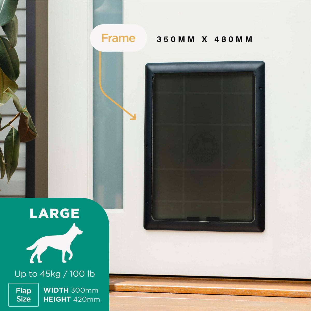 Hakuna Pets Large Black Essential Pet Door 300mm x 420mm for Pets up to 45kg - SuperSaverAU - view 2
