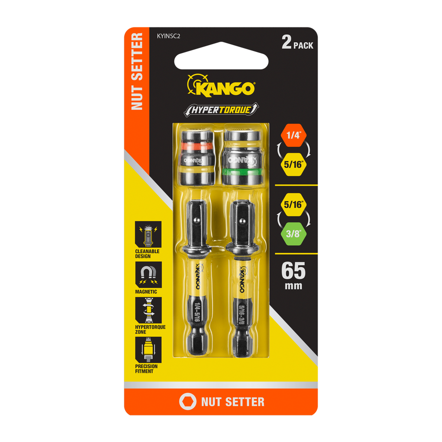 Kango Hypertorque Impact Magnetic Cleanable Nut Setter - 2 Pack, 1/4", 5/16", 3/8"