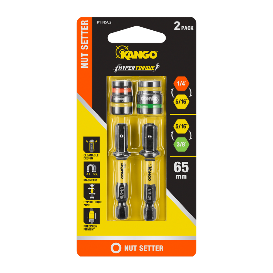 Kango Hypertorque Impact Magnetic Cleanable Nut Setter 2 Pack - ¼” to ⅜” - Durable - SuperSaverAU - view 1