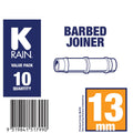 K Rain 13mm Barbed Joiner 10 Pack - Polypropylene - Black - Irrigation - SuperSaverAU - view 2